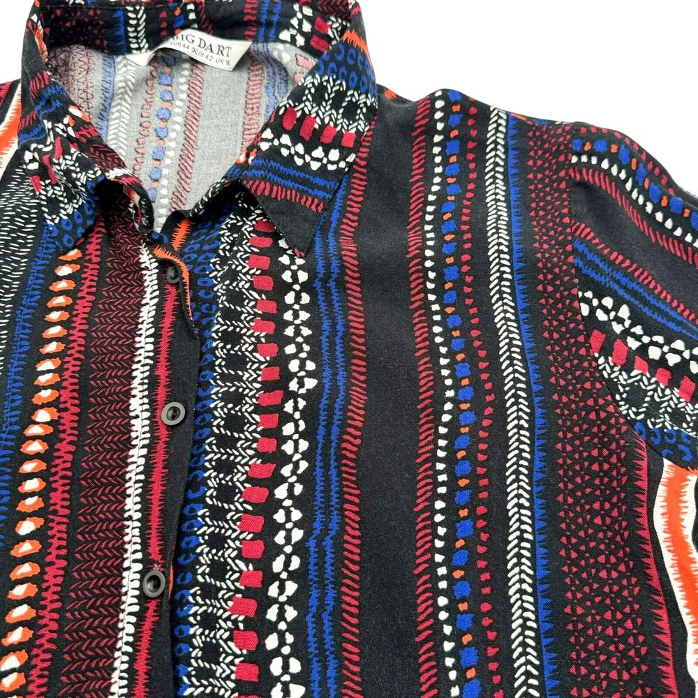 BIG DART Women's Large Vintage‎ Button Up Shirt Long Sleeve Abstract Art to Wear